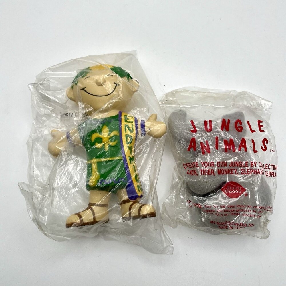 Vintage 90s Dairy Queen Promo Toy Lot Jungle Animals Elephant & Endymion Figure
